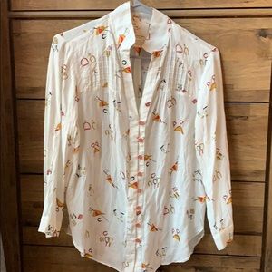 Anthropologie Equestrian Horse Themed Button Down